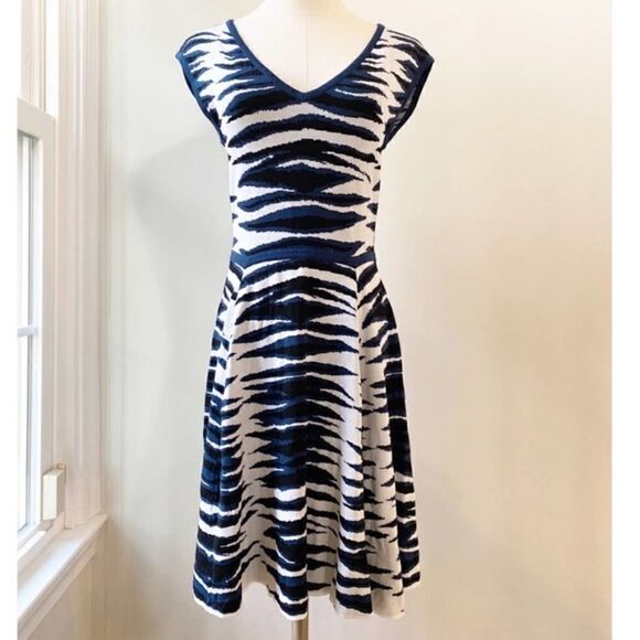 Milly Revolve Zebra Jacquard Fit & Flare Dress - Picture 3 of 13